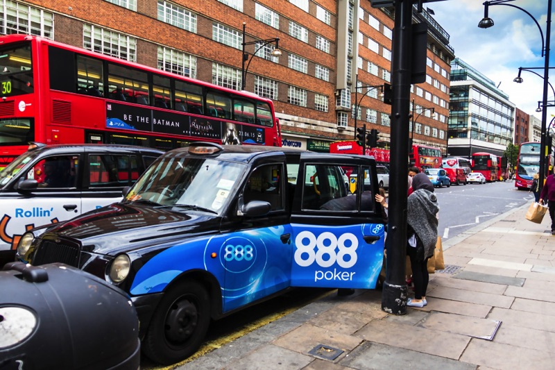 888 Poker advert on London taxi